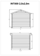 Abri de jardin en bois ep19mm surface utile 318m² 200x200x213cm int009/ineksa