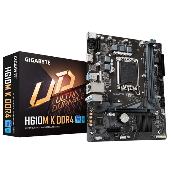 Gigabyte | H610M K DDR4 1.0 M/B | Processor family Intel | Processor socket LGA1700 | DDR4 DIMM | Memory slots 2 | Supported hard disk drive interfaces SATA, M.2 | Number of SATA connectors 2 | Chipset Intel H610 Express | Micro ATX