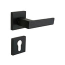2 poignées de porte sur rosace LOFT, Trou de cylindre - entrée - bureau - service, Finition métal noir mat