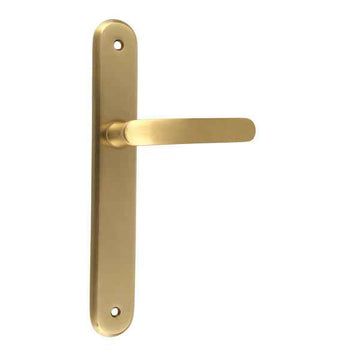2 poignées de porte sur plaque VINTAGE, Sans trou pour pièce à vivre, Finition laiton doré satiné, Entraxe stand 195 mm