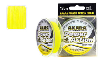 Pintas Valas AKARA Power Action X-4 Geltonas, Ilgis 135m, Storis 0,16mm, Testas 6,5 kg.