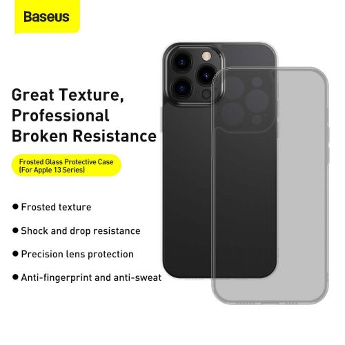 Coque Baseus pour iPhone 13 Pro Max en verre dépoli noir (ARWS000501)