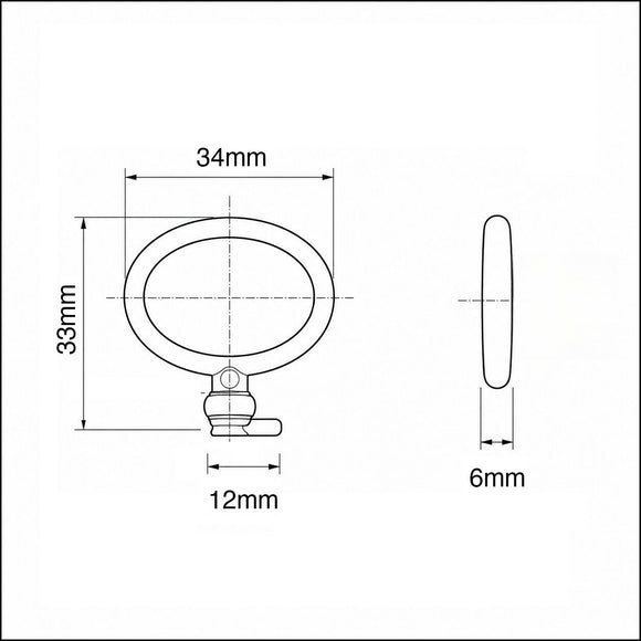 Schéma technique de Bouton de meuble - Fausse clé FINE, Finition laiton patiné