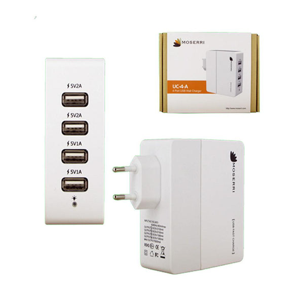Adaptateur chargeur secteur via prise usb pour 4 appareils simultanés 6 ampères - Clicktofournisseur.com