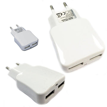 Adaptateur prise secteur double usb blanc pour tous téléphones mobiles et smartphones - Clicktofournisseur.com