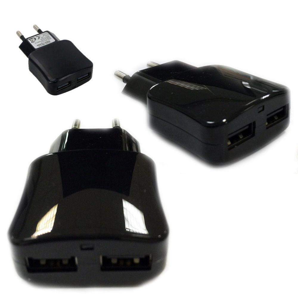 Adaptateur Prise Secteur Double USB Noir pour Tous Téléphones Mobiles et Smartphones clicktofournisseur.com