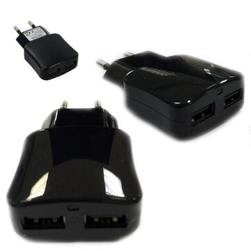 Adaptateur prise secteur double usb noir pour tous téléphones mobiles et smartphones - Clicktofournisseur.com
