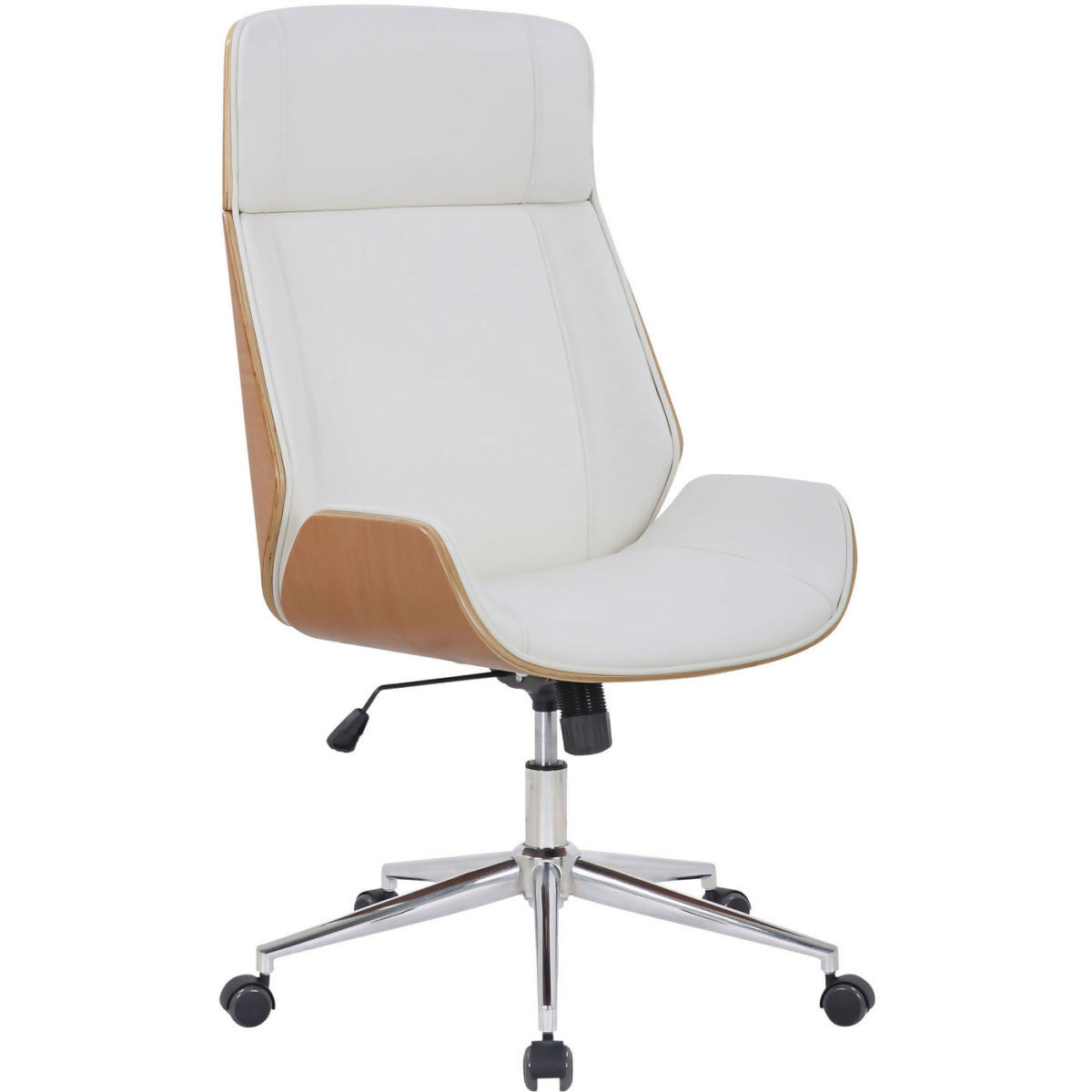 Fauteuil de bureau Varel - Bois naturel - blanc