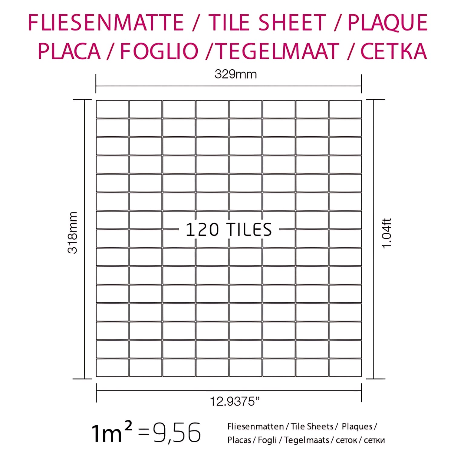 Mosaïque métal massif Carrelage Titane miroir Gold doré Grosseur 1,6mm ALLOY Bauhaus-Ti-GM 1,05 m2