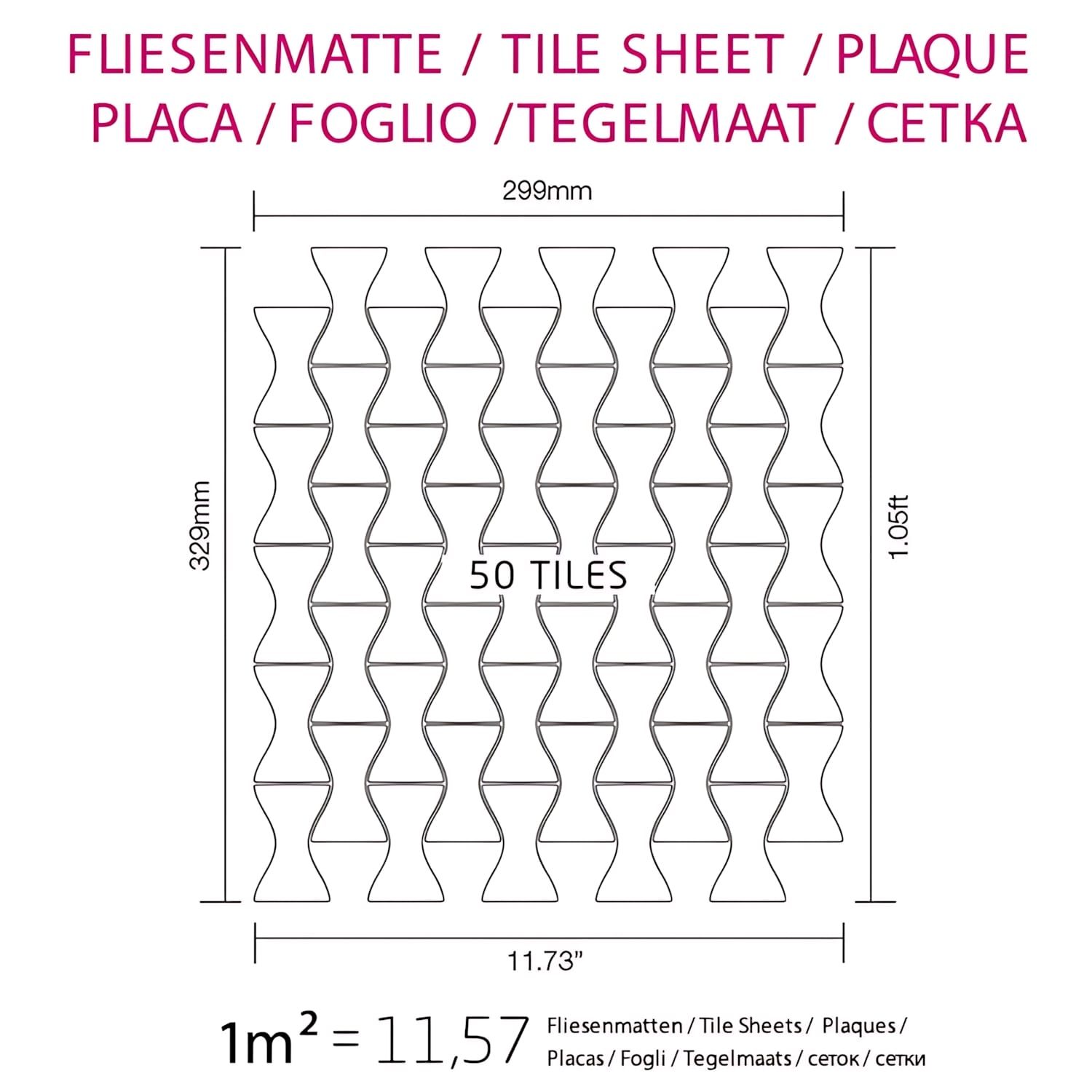 Mosaïque métal massif Carrelage Acier inoxydable Marine miroir gris Grosseur 1,6mm ALLOY Kismet-S-S-MM dessiné par Karim Rashid0,86 m2