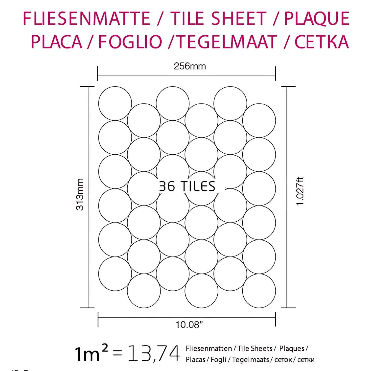Mosaïque métal massif Carrelage Acier inoxydable miroir gris Grosseur 1,6mm ALLOY Medallion-S-S-M 0,73 m2