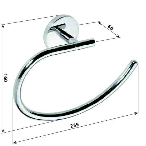 Anneau de serviette mural alfa en chrome 6cm x 16cm x 235 cm - Clicktofournisseur.com