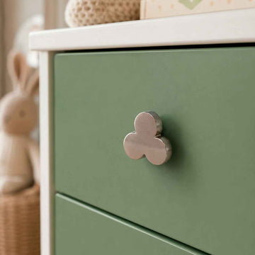 Bouton de meuble TREFLE, Finition zamak nickel mat