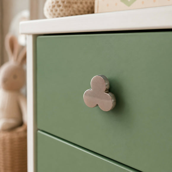 Bouton de meuble TREFLE, Finition zamak nickel mat