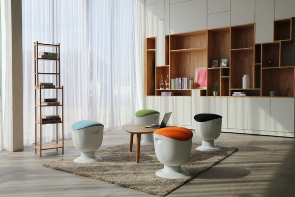 Tabouret d'équilibre ergonomique Up Up Seul Blanc, D48 Tissu noir (DG)