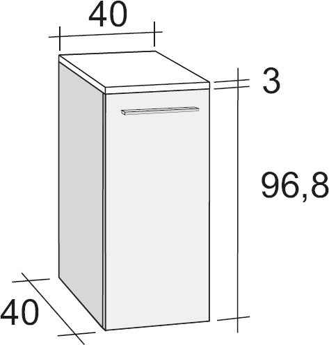 Armoire de douche à 1 porte droite RIHO BOLOGNA en acrylique brillant 40x40 H 96,8 cm clicktofournisseur.com