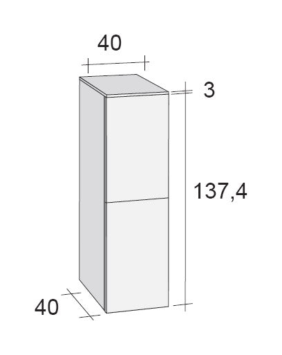 Armoire de douche à 2 portes RIHO BOLOGNA en bois laqué satiné mat 40x40 H 137,4 cm clicktofournisseur.com
