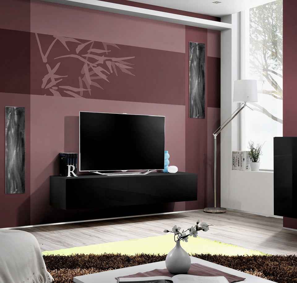 Armoire murale horizontale à suspendre 204x39x25 cm en chêne sonoma et fronts blancs mats - Clicktofournisseur.com