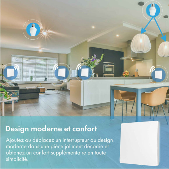 Kit interrupteur sans fil et sans pile - adaptateur douille à vis radio - OXYGEN 21 - E27