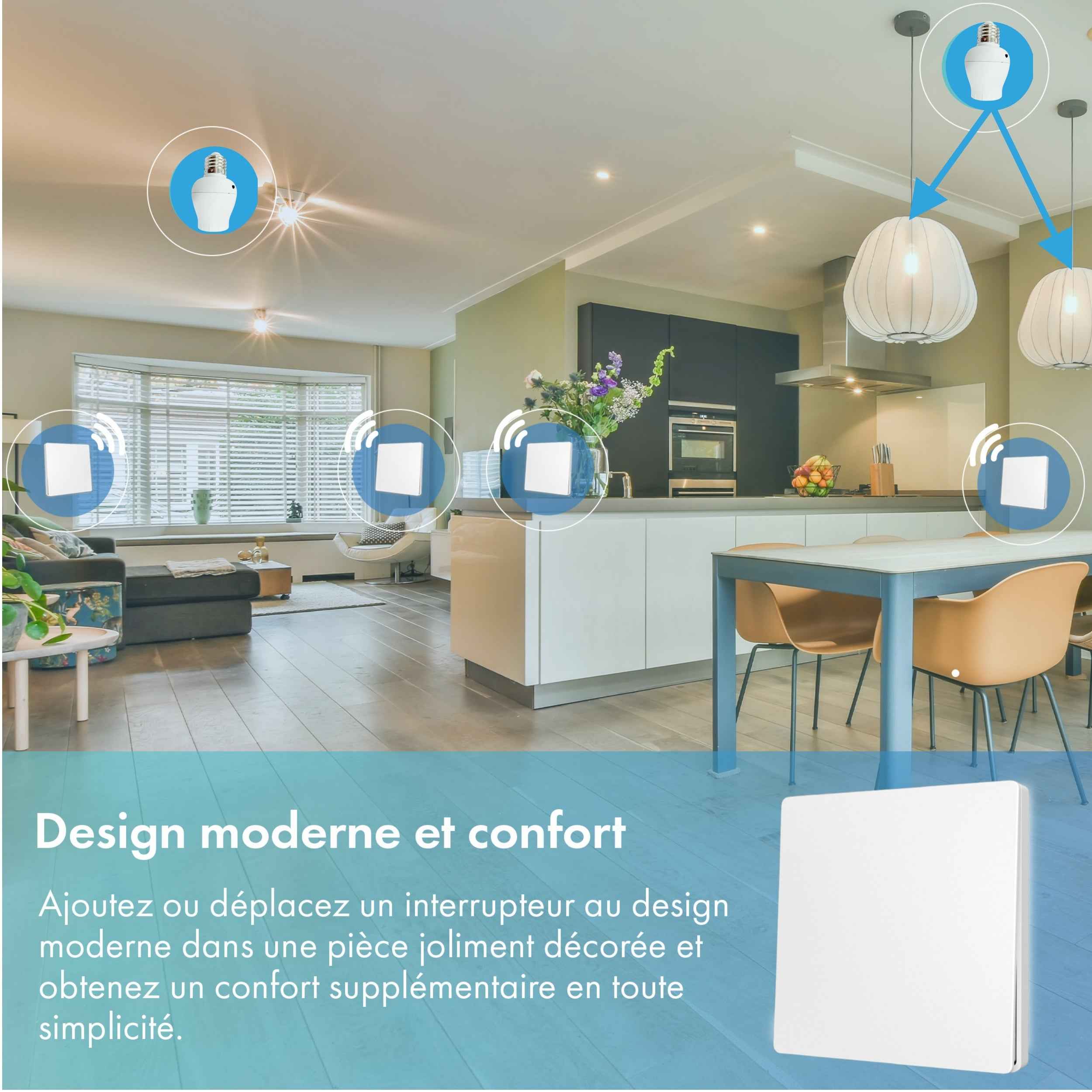 Kit interrupteur sans fil et sans pile – adaptateur douille à vis radio – OXYGEN 31 – E27 Black Series