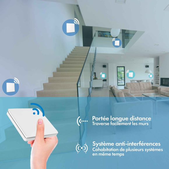 Kit interrupteur sans fil et sans pile - Bouton Double Allumage et Adaptateur douille à vis radio - OXYGEN 52 – E27