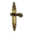 2 poignées de porte sur plaque SULLY, Sans trou pour pièce à vivre, Finition laiton patiné aspect vieilli, Entraxe standard 195 mm