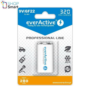 Piles rechargeables everactive ni-mh 6f22 9v 320 mah professional line