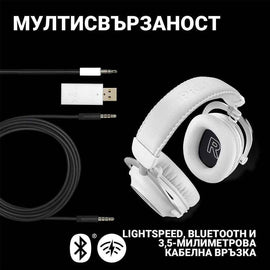 CASTI Logitech - gaming G PRO X2 LIGHTSPEED Wireless Gaming Headset - Blue Mic - WHITE, "981-001269" (timbru verde 0.8 lei)