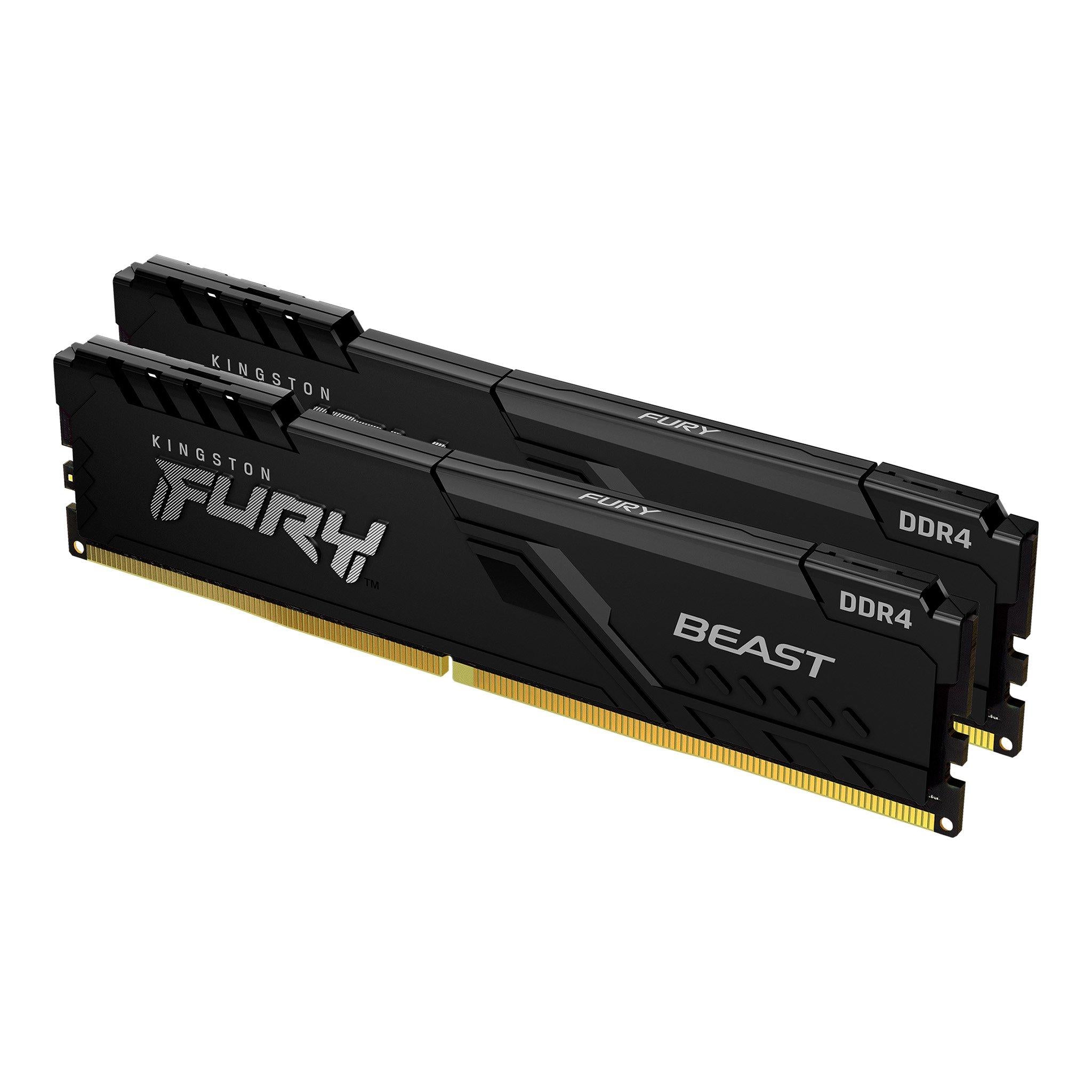 Kingston dram 16 go 3 600 mt/s ddr4 cl17 dimm kit de 2 fury beast noir