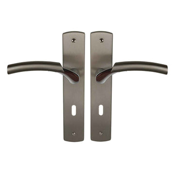 2 poignées de porte LUXOR, Entrée de clé pour chambre, Finition Laiton bicolore chrome/nickel mat, Entraxe standard 195 mm