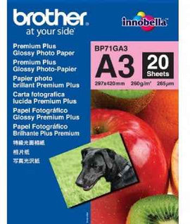 BROTHER BP-71GA3 Papier photo brillant jet d'encre 260 g/m² A3 20 feuilles 1 paquet