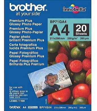 BROTHER glossy photo paper white 260g/m2 A4 20 sheets 1-pack
