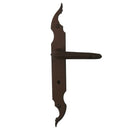 2 poignées de porte sur plaque CELTIQUE, Verrou de condamnation pour salle de bain/WC, Finition acier aspect fer forgé rouille, Entraxe standard 195 mm-6