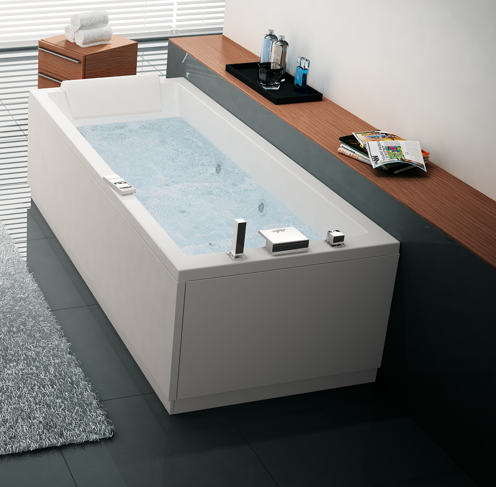 Baignoire balnéo NOVELLINI CALOS HYDRO PLUS 150x70 cm avec robinetterie et châssis clicktofournisseur.com