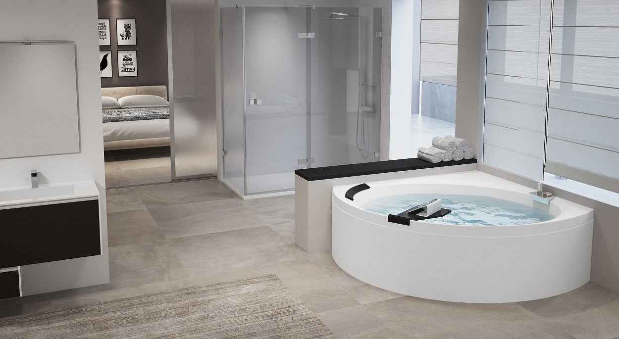 Baignoire dangle balnéo NOVELLINI DIVINA C HYDRO AIR 140X140 cm avec châssis et tablier clicktofournisseur.com