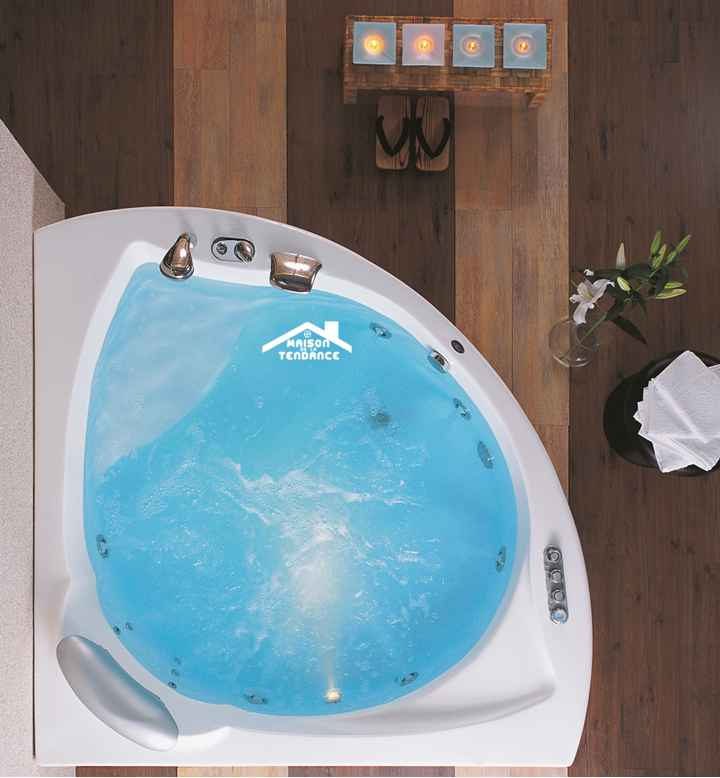 Baignoire d'angle en acrylique lucite serifos 160x160x425 cm - Clicktofournisseur.com