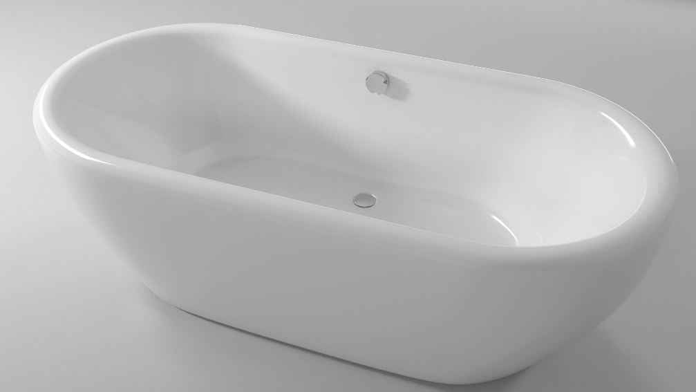 Baignoire îlot acrylique riho dua 180x86 cm blanc brillant - Clicktofournisseur.com