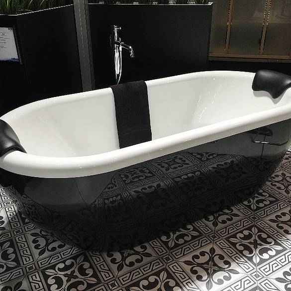 Baignoire îlot acrylique riho dua 180x86 cm noir brillant - Clicktofournisseur.com
