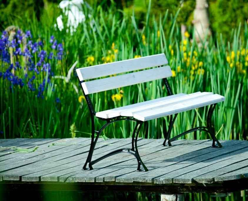 Banc de jardin blanc en bois et aluminium 150cm - Clicktofournisseur.com