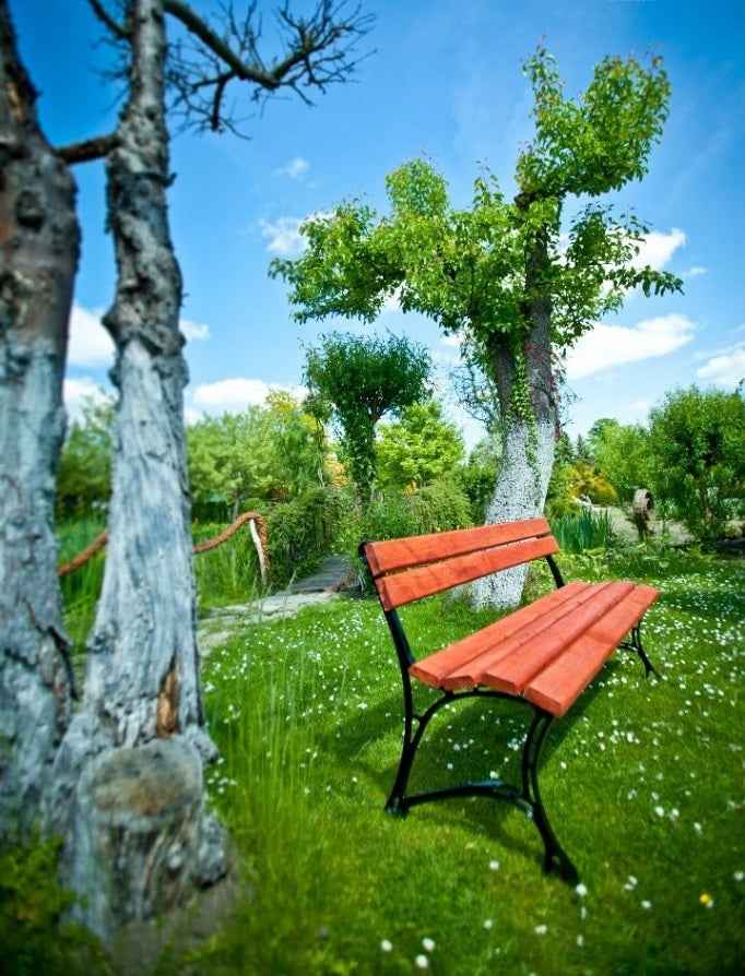 Banc de jardin en bois couleur acajou et aluminium 180 cm - Clicktofournisseur.com