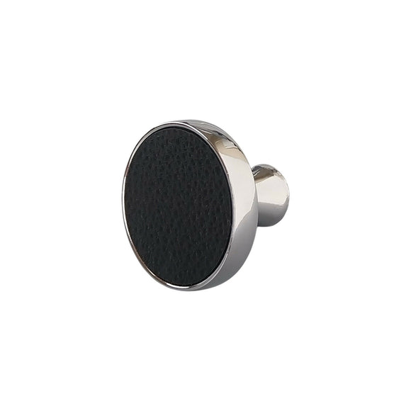 Bouton de meuble LEDER, Finition métal chrome et cuir