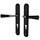 2 poignées de porte sur plaque CLEO, Trou de cylindre - entrée - bureau - service, Finition bois noir, Entraxe standard 195 mm-8
