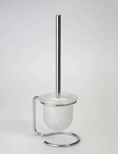 Brosse blanche de toilettes OMEGA, bol en verre 11x40x13cm