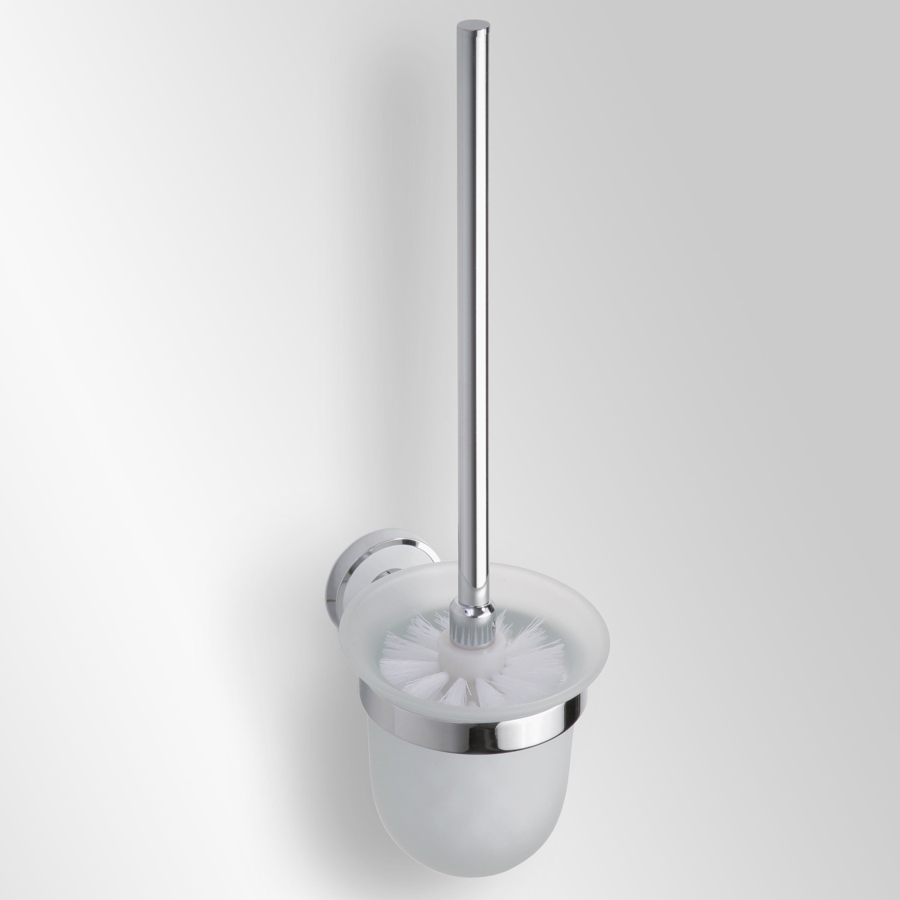 Brosse blanche murale de toilettes omega bol en verre 11x36x14cm - Clicktofournisseur.com