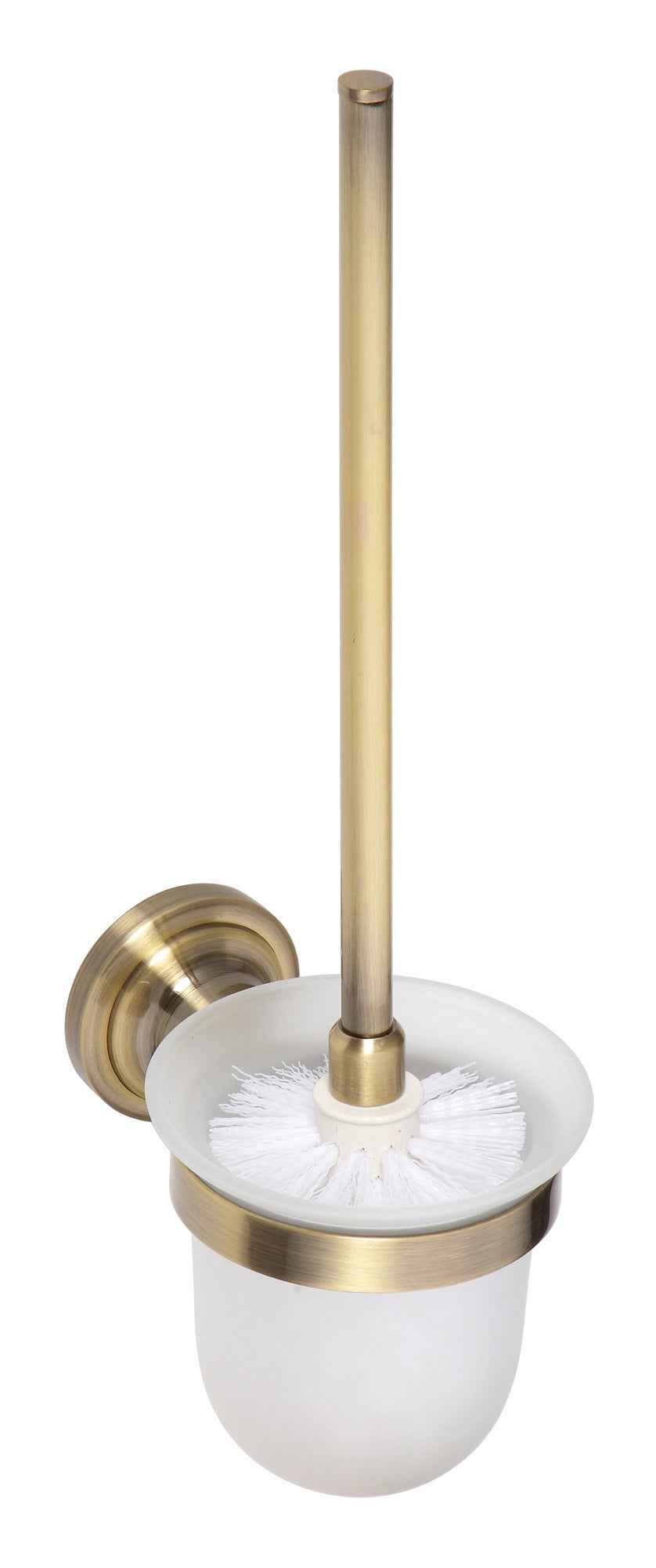 Brosse murale de toilette retro en laiton bol en verre 11x36x15 cm - Clicktofournisseur.com
