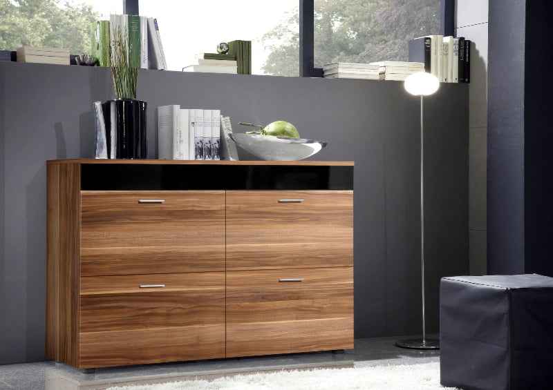 Buffet loga en prunier et bande noire de haute brillance - Clicktofournisseur.com