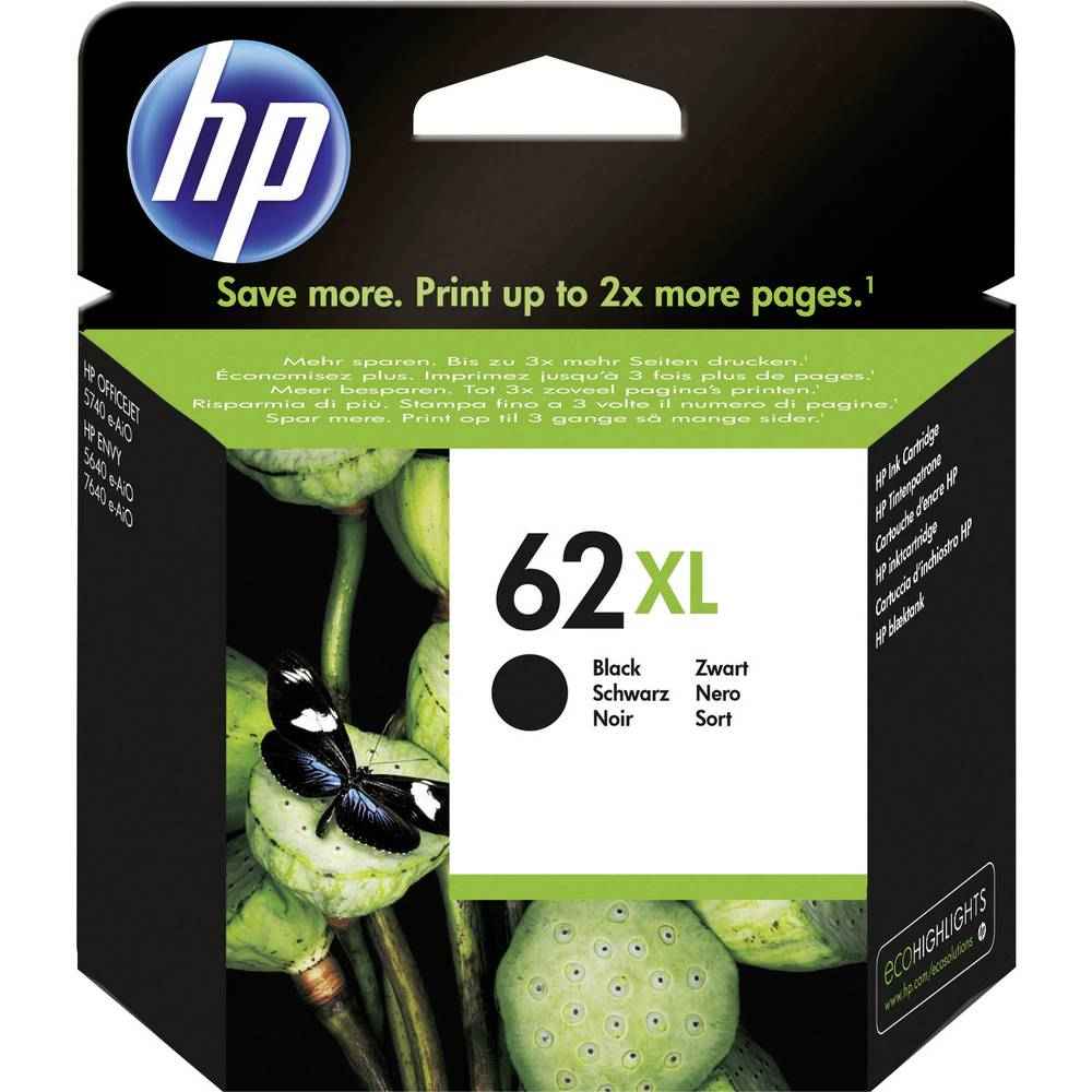 Cartouche d'encre HP 62XL d'origine C2P05AE UUS noire haute capacité, 1 paquet