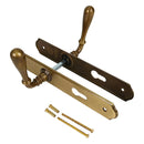 2 poignées de porte sur plaque DURANCE, Trou de cylindre - entrée - bureau - service, Finition laiton patiné, Entraxe standard 195 mm-6