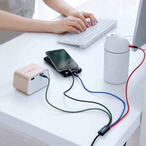 Câble Baseus Fast 4-en-1 pour Lightning(2) + Type-C + Micro 3,5 A 1,2 m Noir (CA1T4-A01)