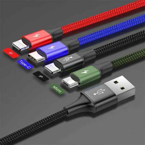Câble Baseus Fast 4-en-1 pour Lightning(2) + Type-C + Micro 3,5 A 1,2 m Noir (CA1T4-A01)